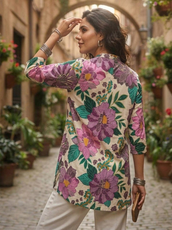Multi-Colored Cotton Blend Printed Kurta