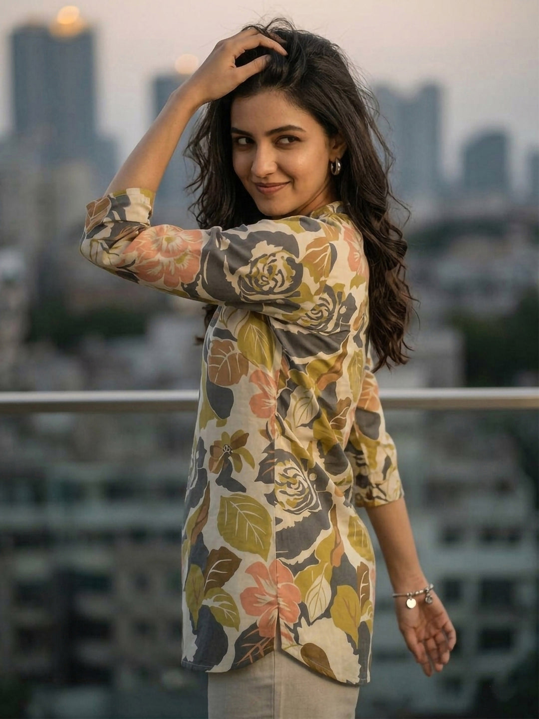 Multi-Colored Cotton Blend Printed Kurta