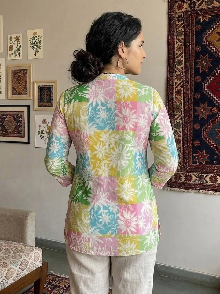 Multi-Colored Cotton Blend Printed Kurta