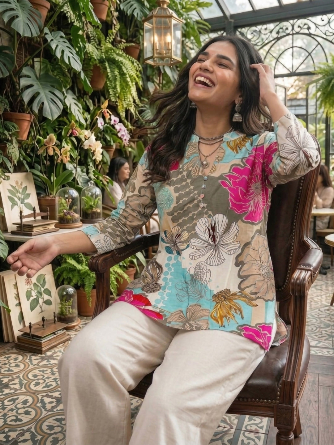 Multi-Colored Cotton Blend Printed Kurta