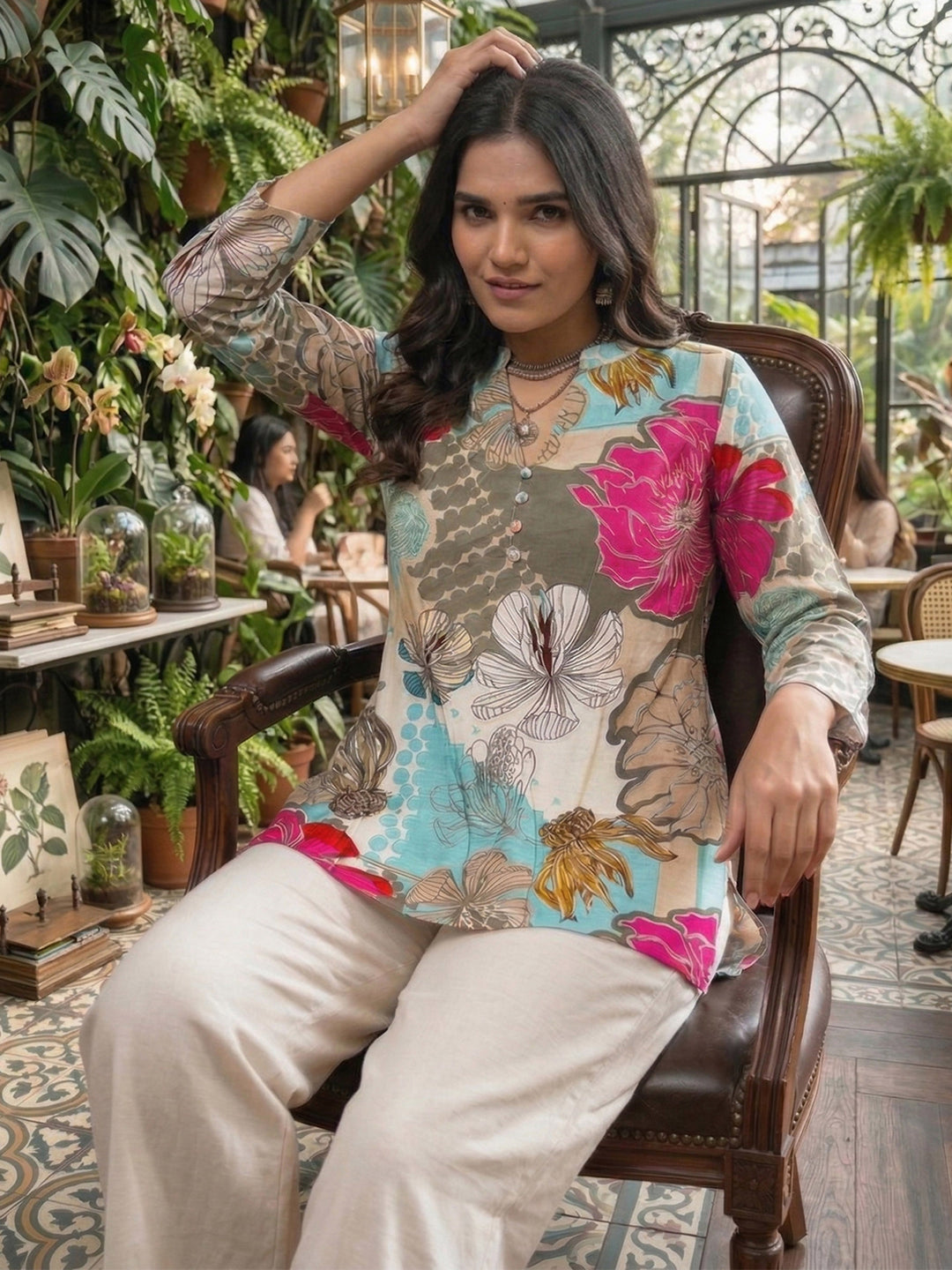 Multi-Colored Cotton Blend Printed Kurta