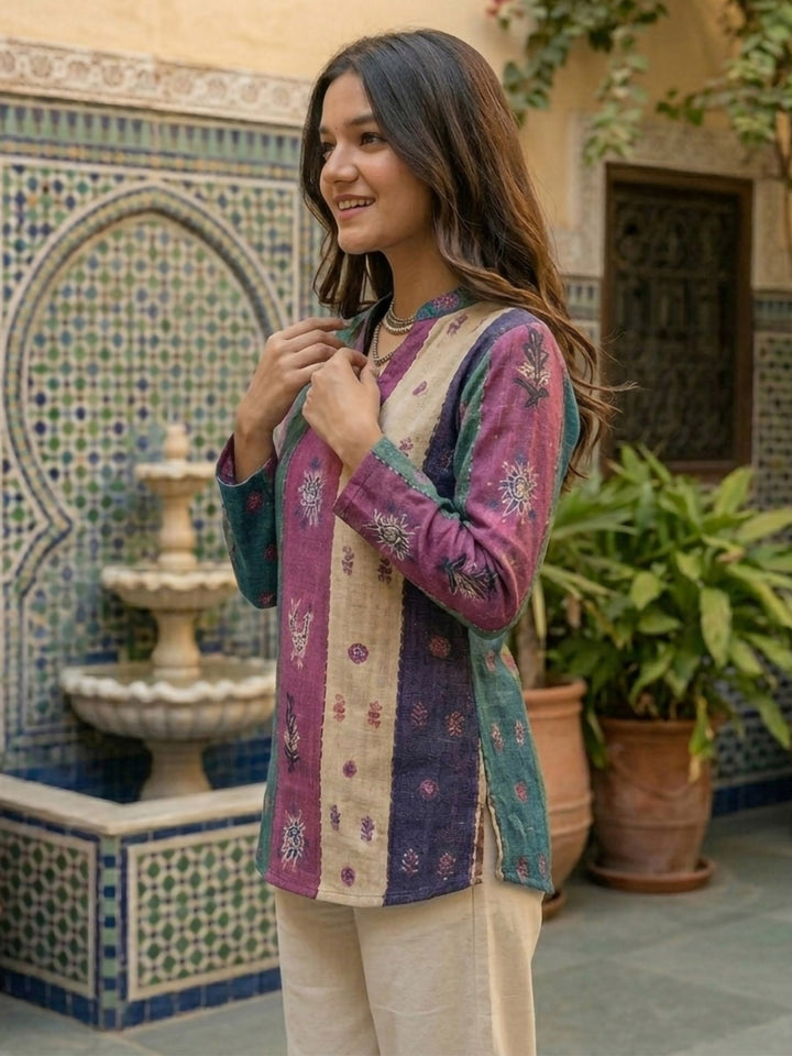 Multi-Colored Cotton Blend Printed Kurta
