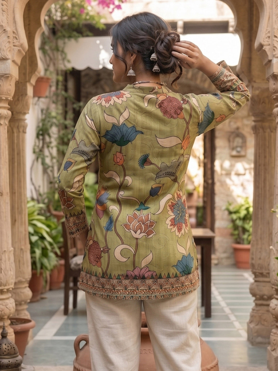 Multi-Colored Cotton Blend Printed Kurta