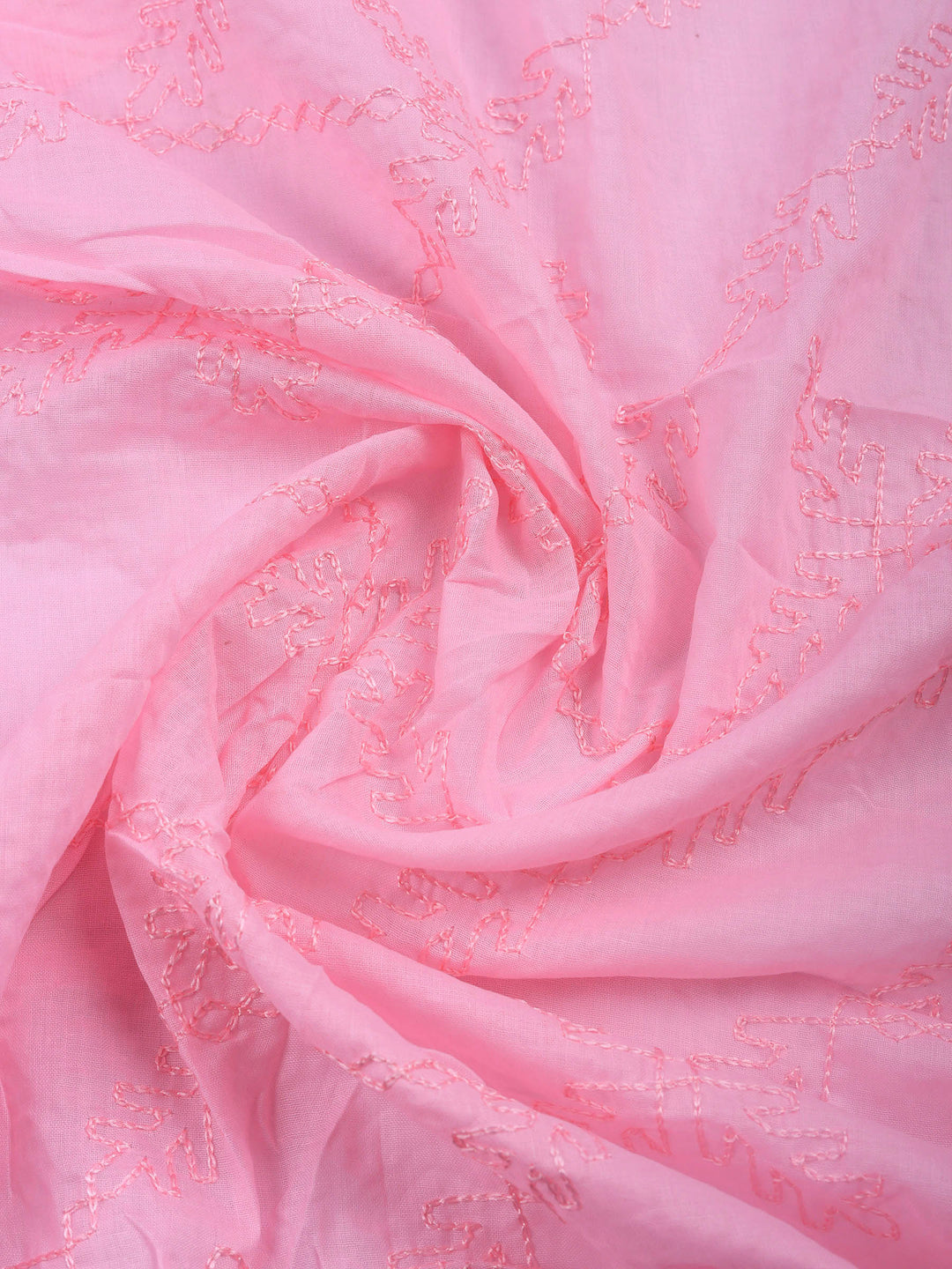 Pink Printed Cotton Blend Unstitched Suit &amp; Pant With Cotton Dupatta