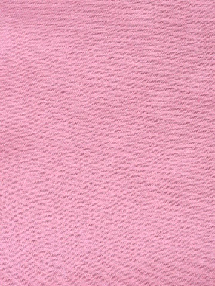 Pink Printed Cotton Blend Unstitched Suit &amp; Pant With Cotton Dupatta
