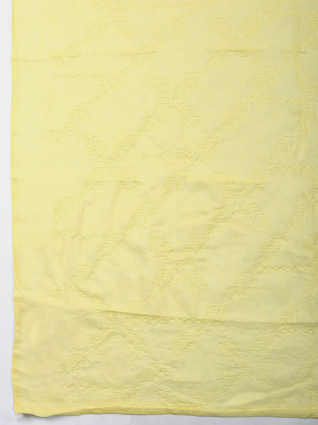 Yellow Printed Cotton Blend Unstitched Dress Material