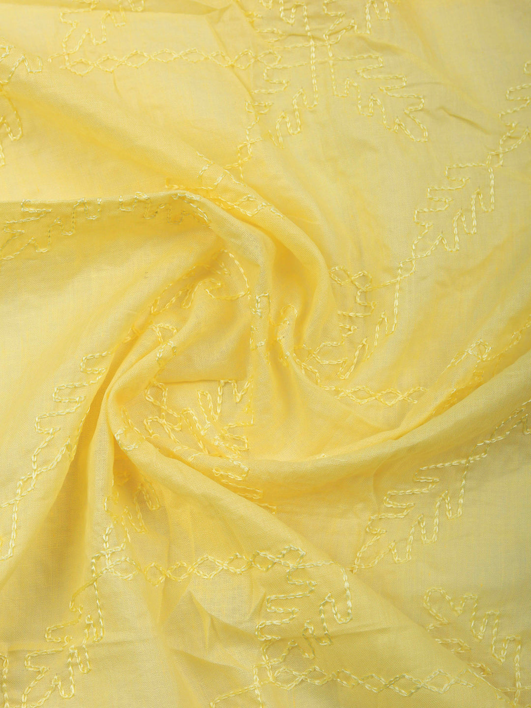 Yellow Printed Cotton Blend Unstitched Dress Material