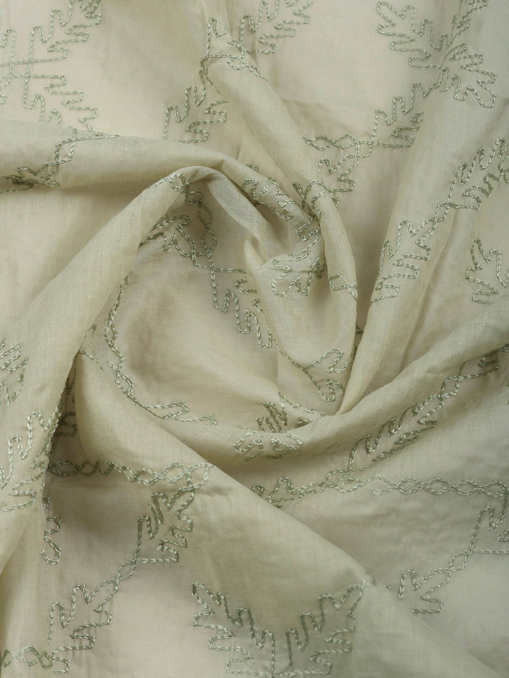 Aqua Printed Cotton Blend Unstitched Suit &amp; Pant With Cotton Dupatta
