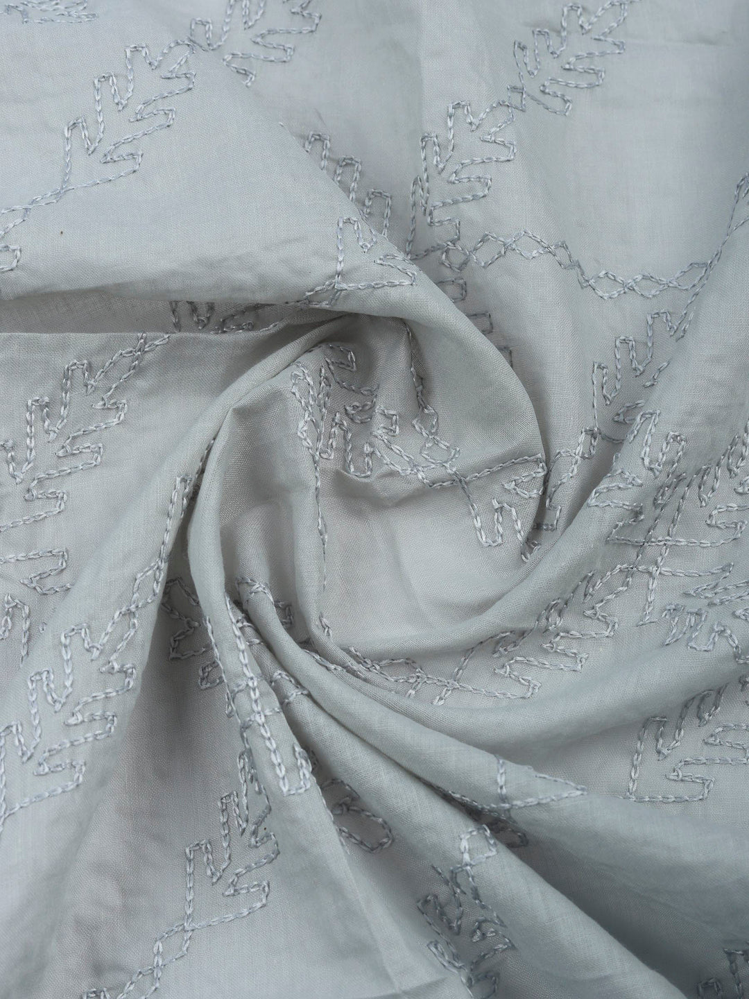 Grey Printed Cotton Blend Unstitched Suit &amp; Pant With Cotton Dupatta