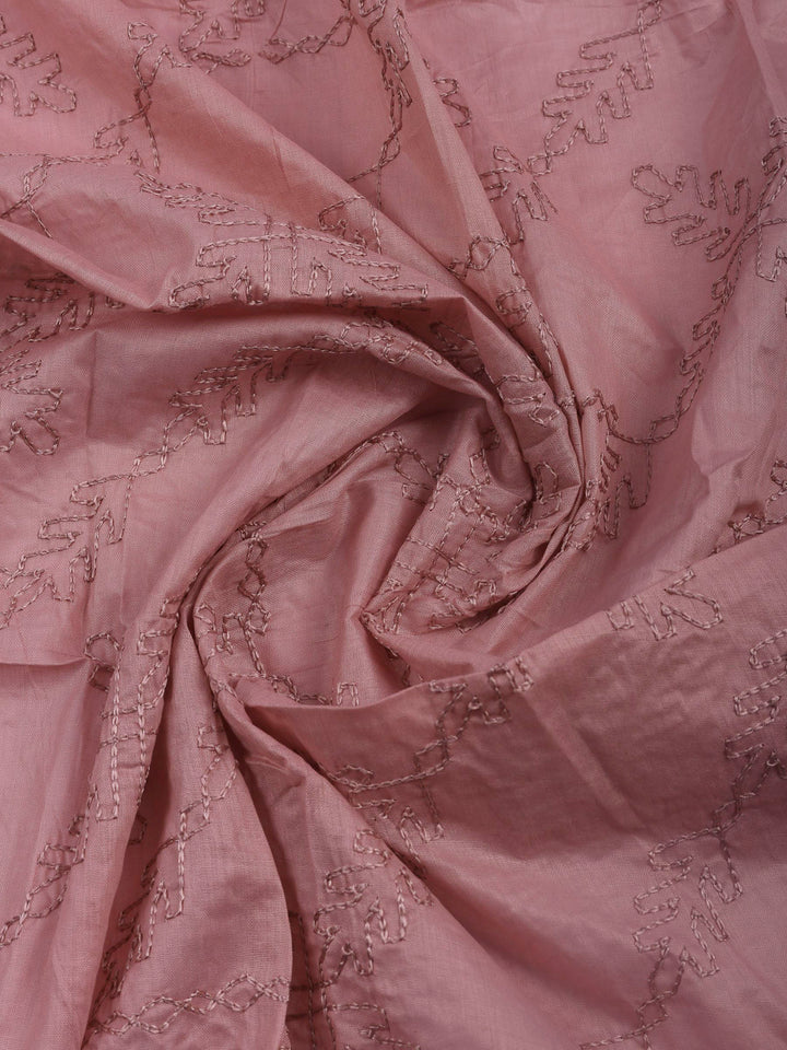 Onion Pink Printed Cotton Blend Unstitched Suit &amp; Pant With Cotton Dupatta