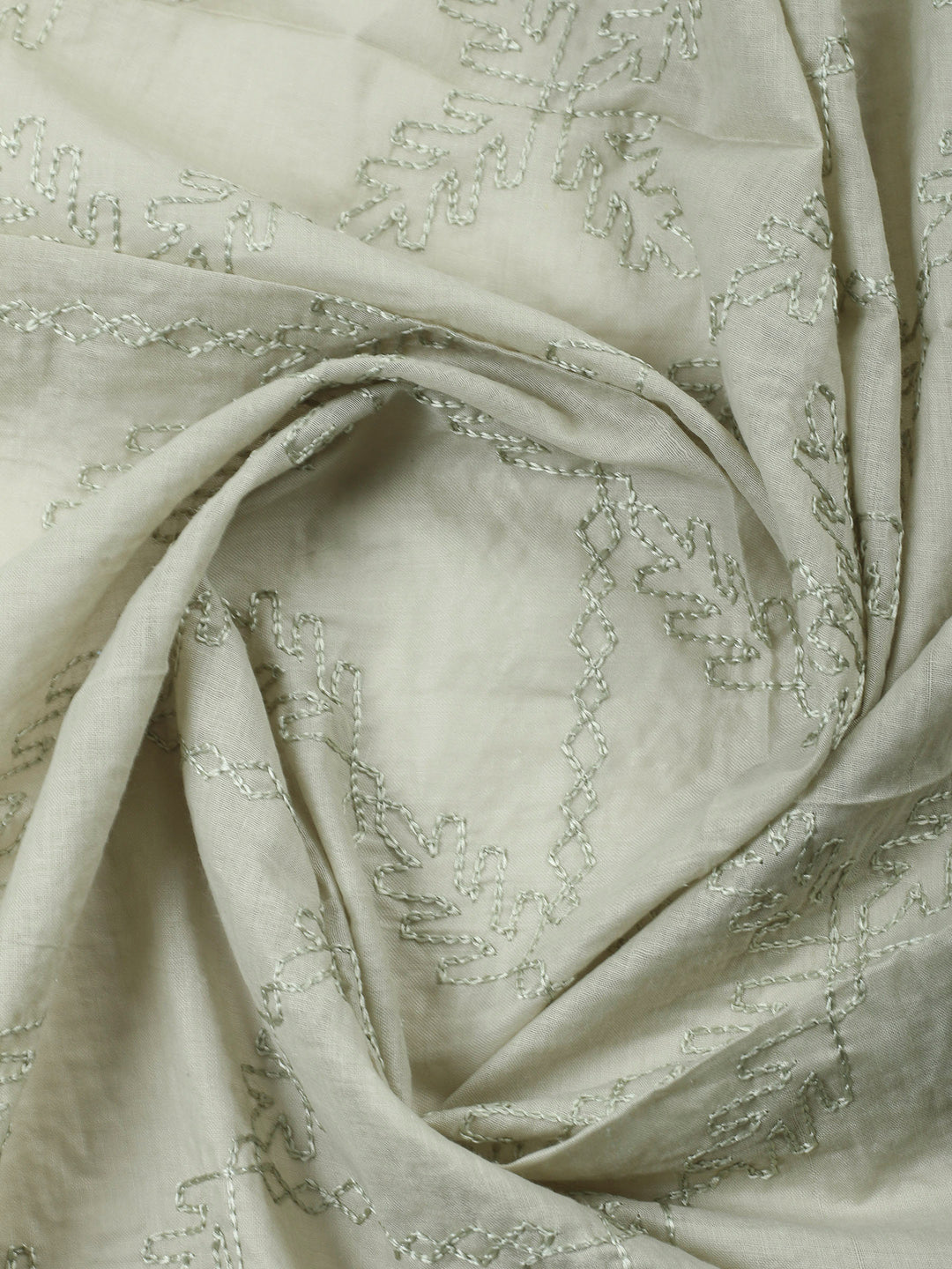 Grey Embroidered Cotton Blend Unstitched Suit &amp; Pant With Cotton Dupatta