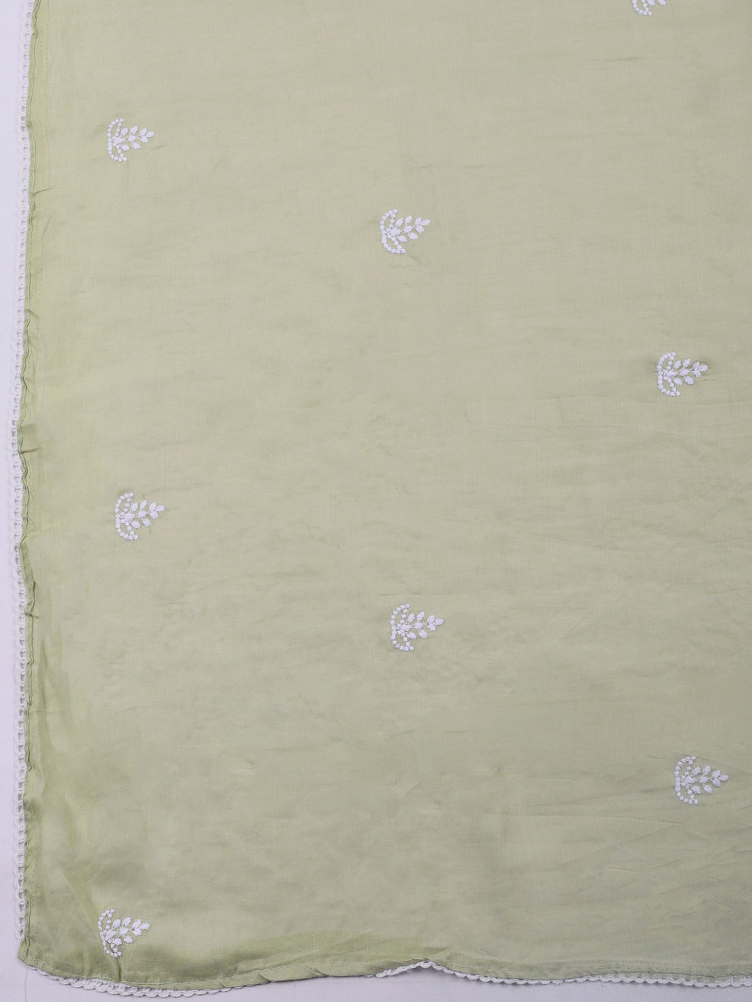 Beige Embroidered Cotton Blend Unstitched Suit &amp; Pant With Cotton Dupatta