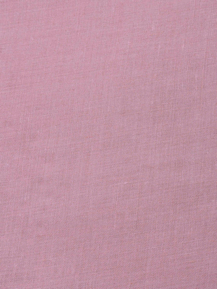 Dull Pink Embroidered Cotton Blend Unstitched Suit &amp; Pant With Cotton Dupatta