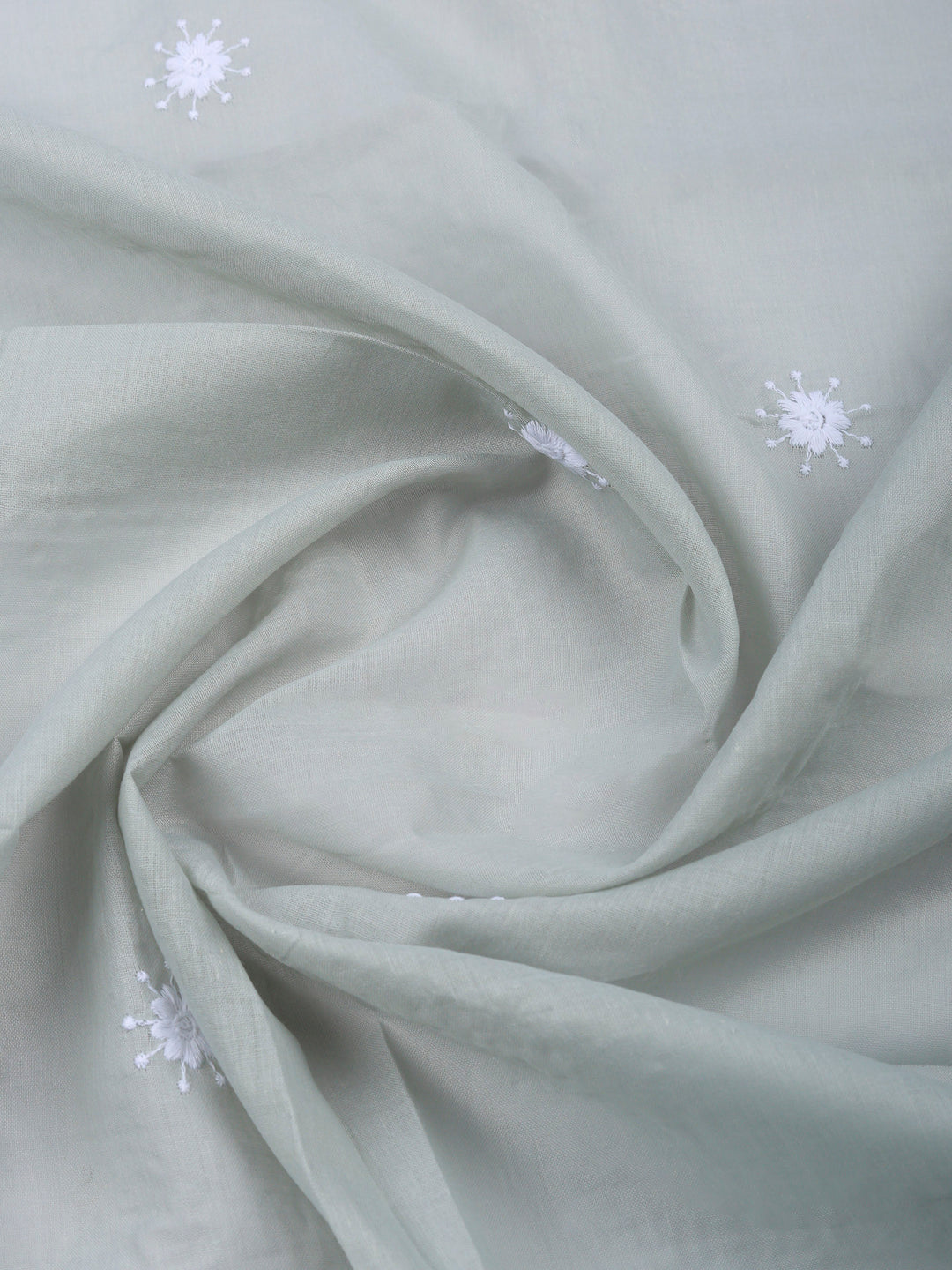 Grey Embroidered Cotton Blend Unstitched Suit &amp; Pant With Cotton Dupatta