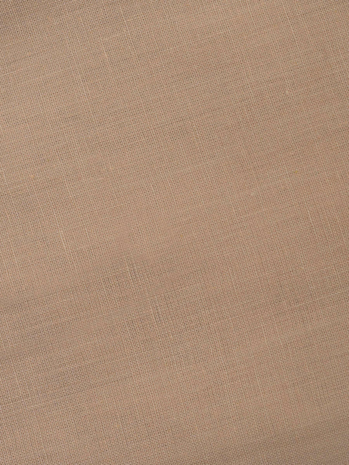 Beige Embroidered Linen Blend Unstitched Suit &amp; Pant With Linen Dupatta