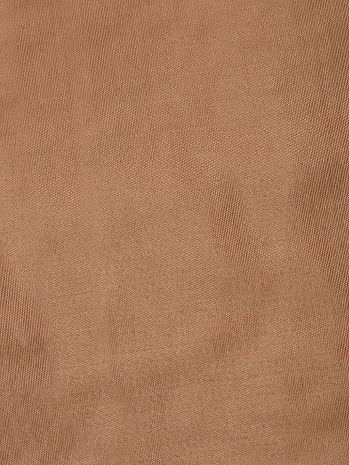 Brown Embroidered Chanderi Unstitched Suit &amp; Pant With Chanderi Dupatta