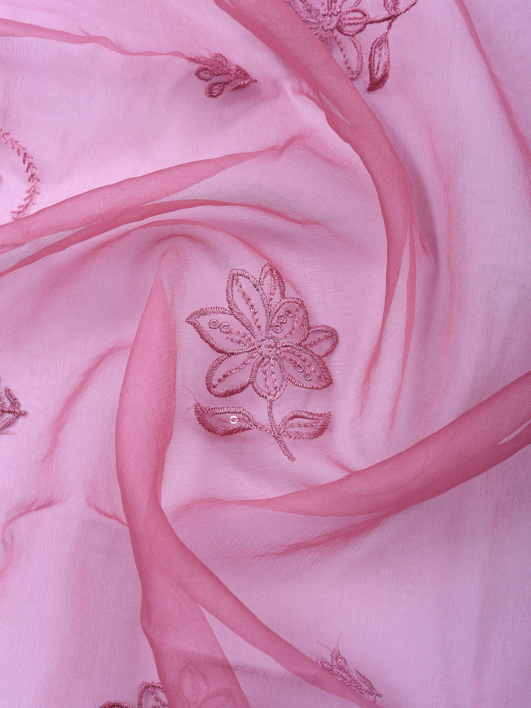 Lavender Embroidered Chanderi Unstitched Suit &amp; Pant With Chanderi Dupatta