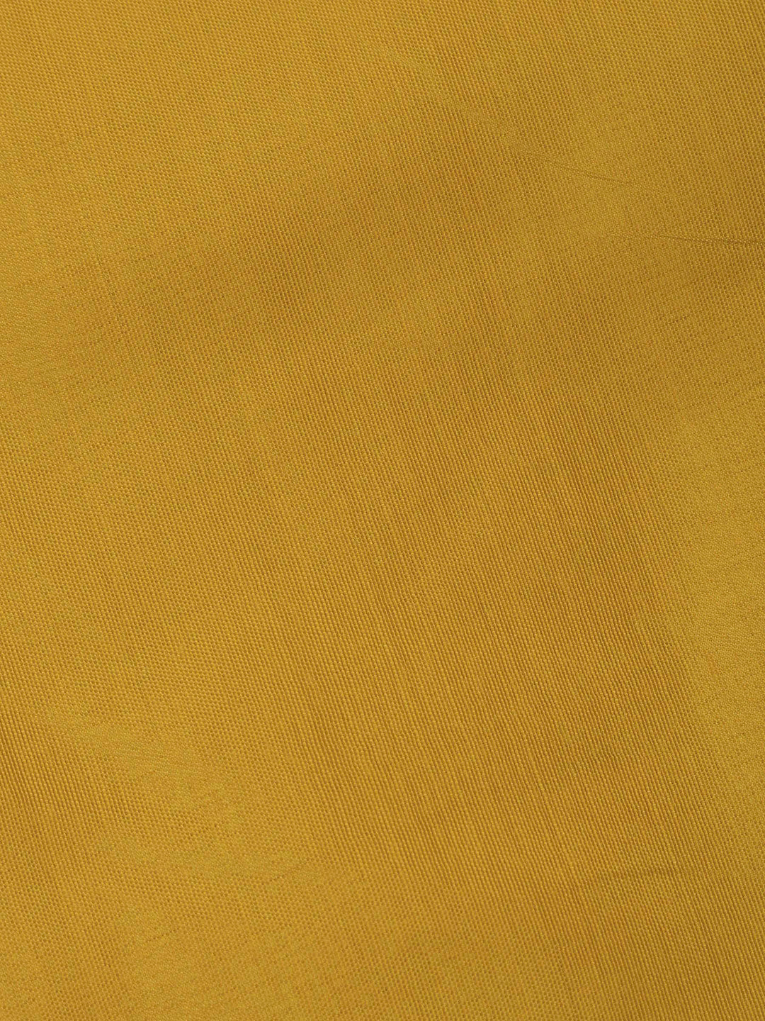 Mustard Embroidered Chanderi Unstitched Suit &amp; Pant With Chanderi Dupatta