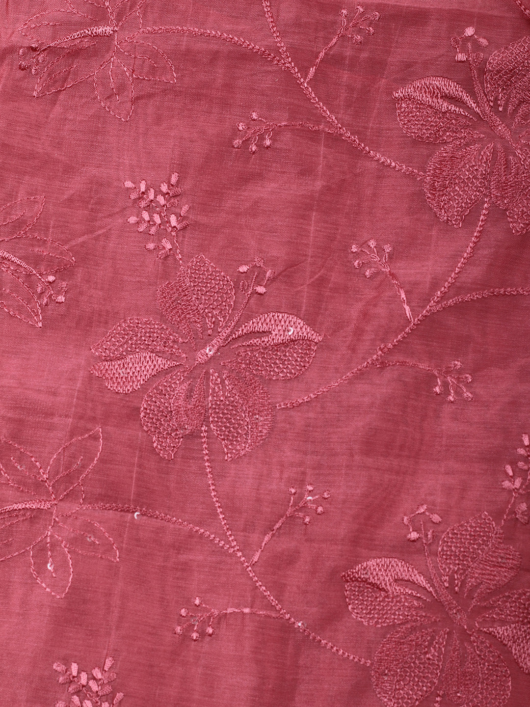 Pink Embroidery Chanderi Unstitched Dress Material