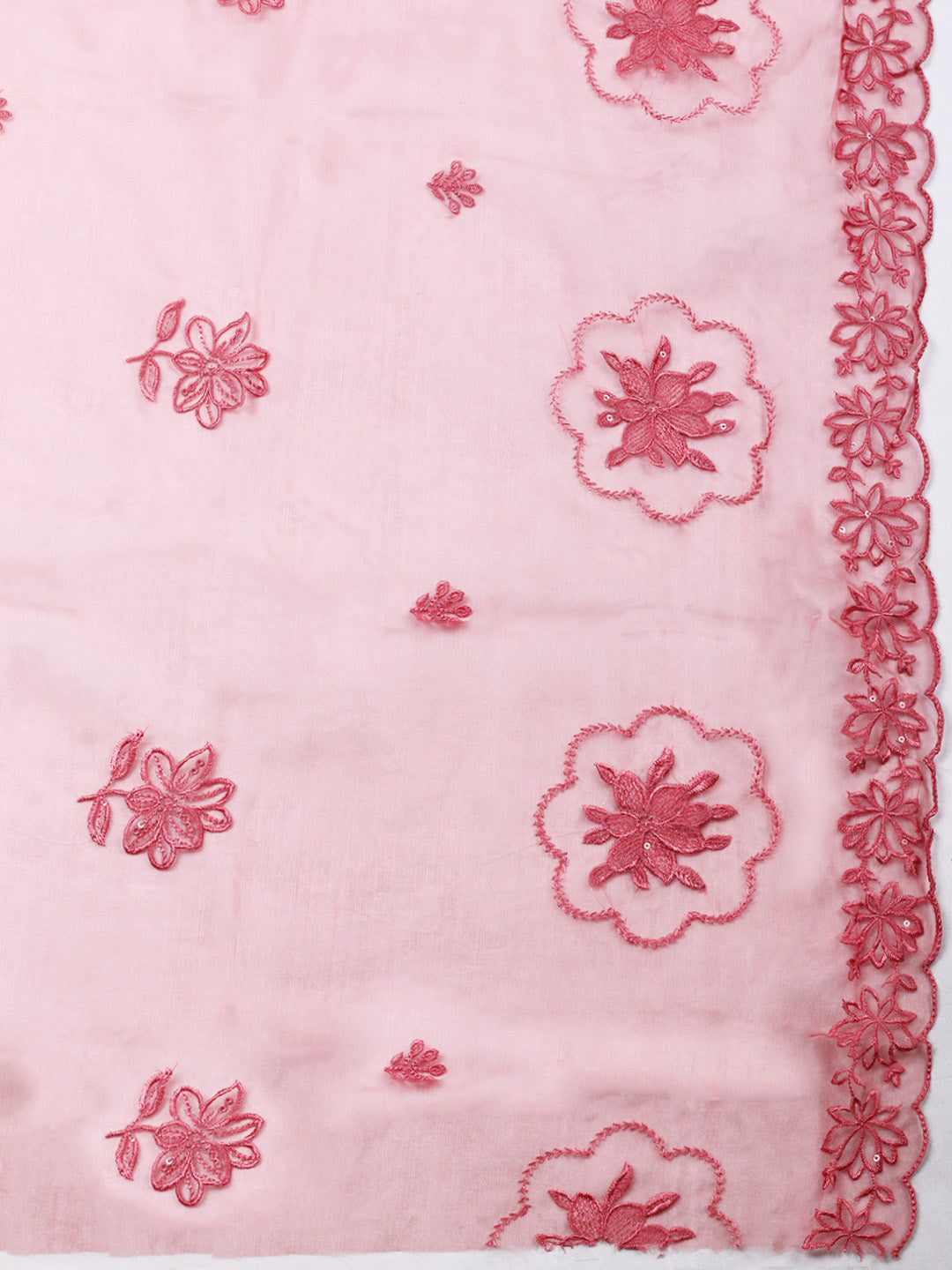 Pink Embroidery Chanderi Unstitched Dress Material