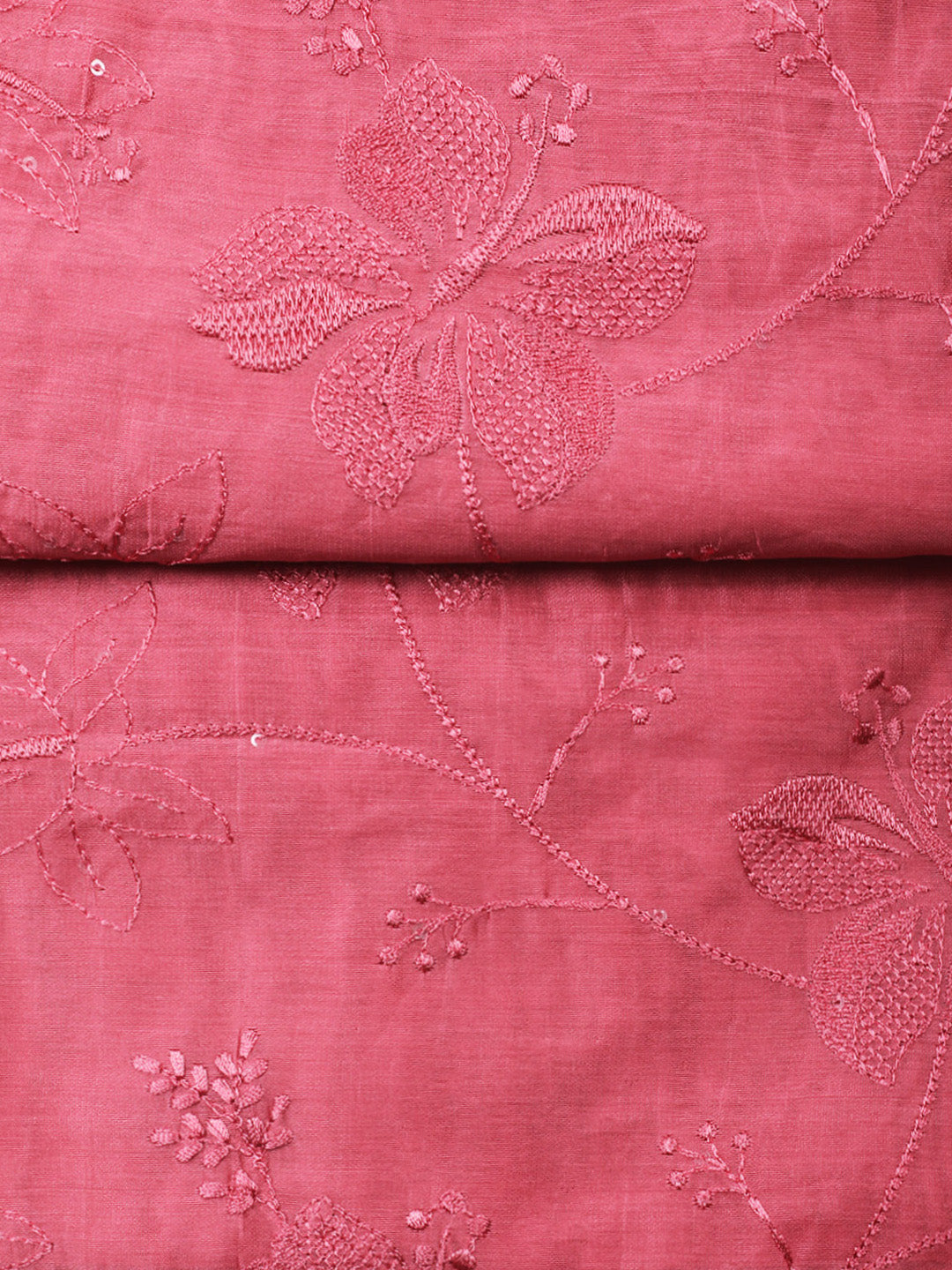 Pink Embroidery Chanderi Unstitched Dress Material