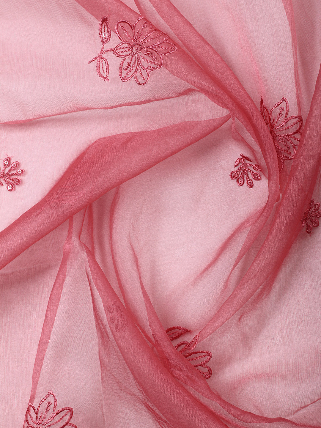 Pink Embroidery Chanderi Unstitched Dress Material