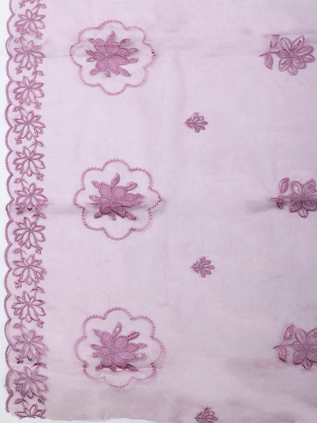 Purple Embroidery Chanderi Unstitched Dress Material