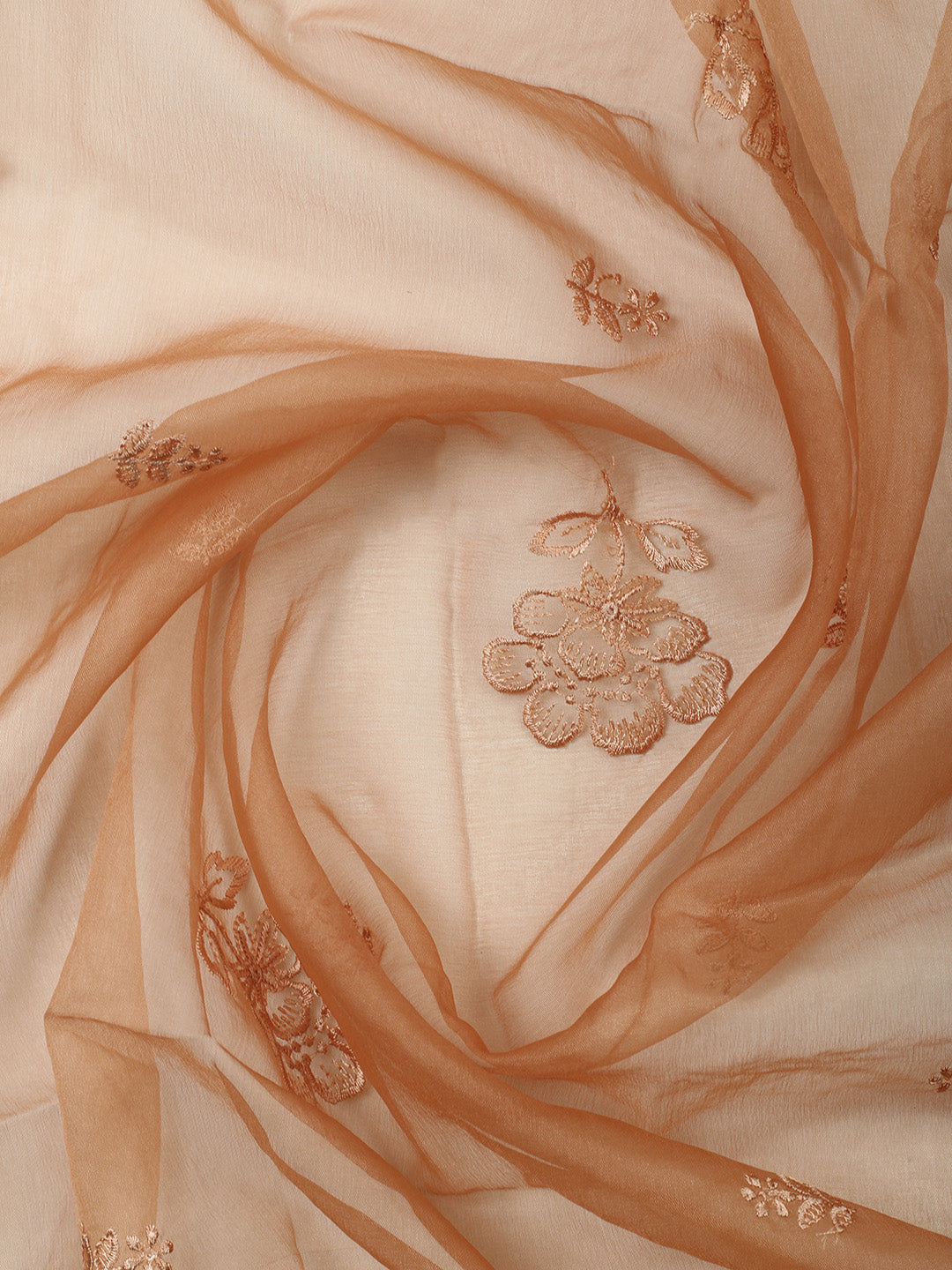 Brown Embroidery Chanderi Unstitched Dress Material