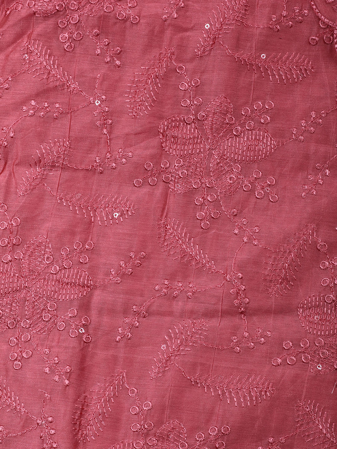 Pink Embroidery Chanderi Unstitched Dress Material