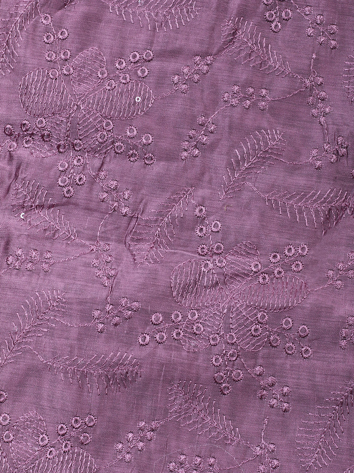 Purple Embroidery Chanderi Unstitched Dress Material