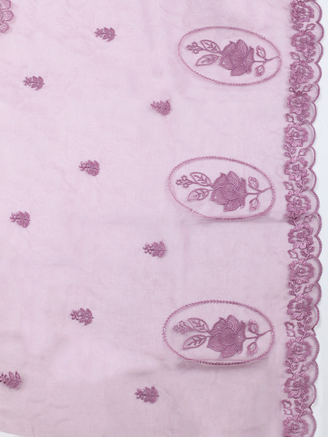 Purple Embroidery Chanderi Unstitched Dress Material