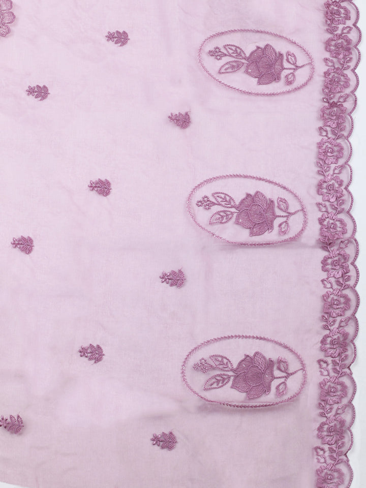 Purple Embroidery Chanderi Unstitched Dress Material