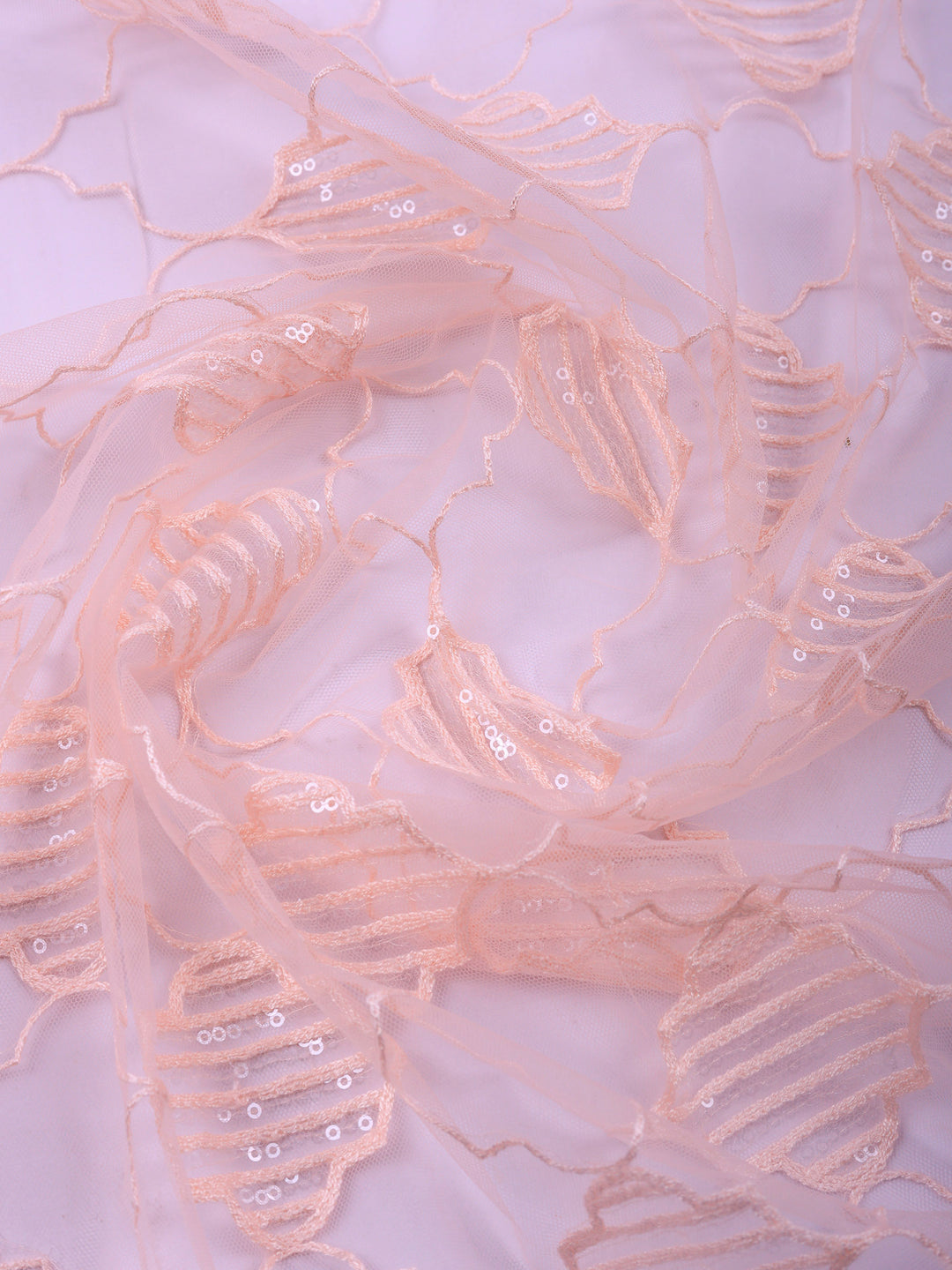 Peach Embroidered Cotton Blend Unstitched Suit &amp; Pant With Cotton Dupatta