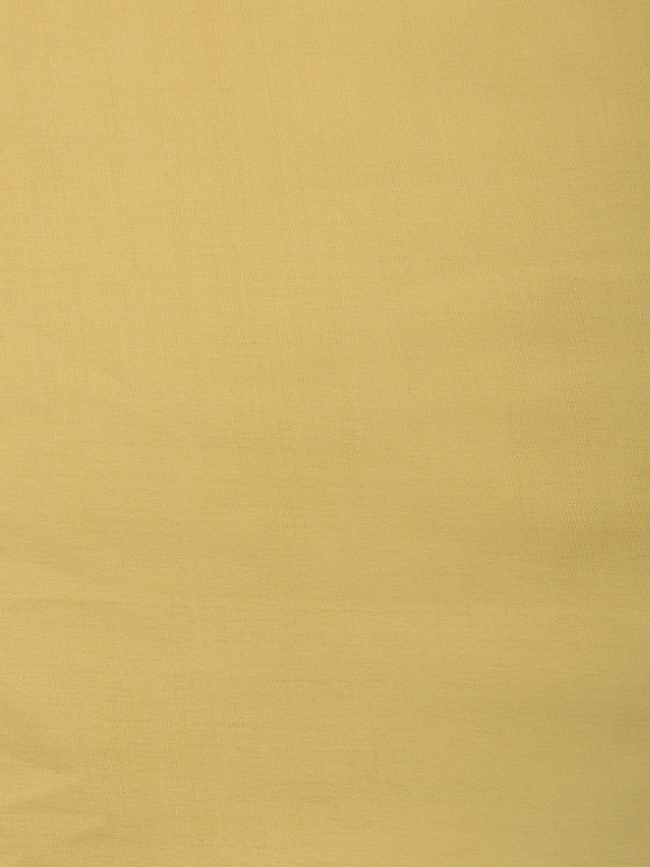 Yellow Embroidered Cotton Blend Unstitched Suit &amp; Pant With Cotton Dupatta