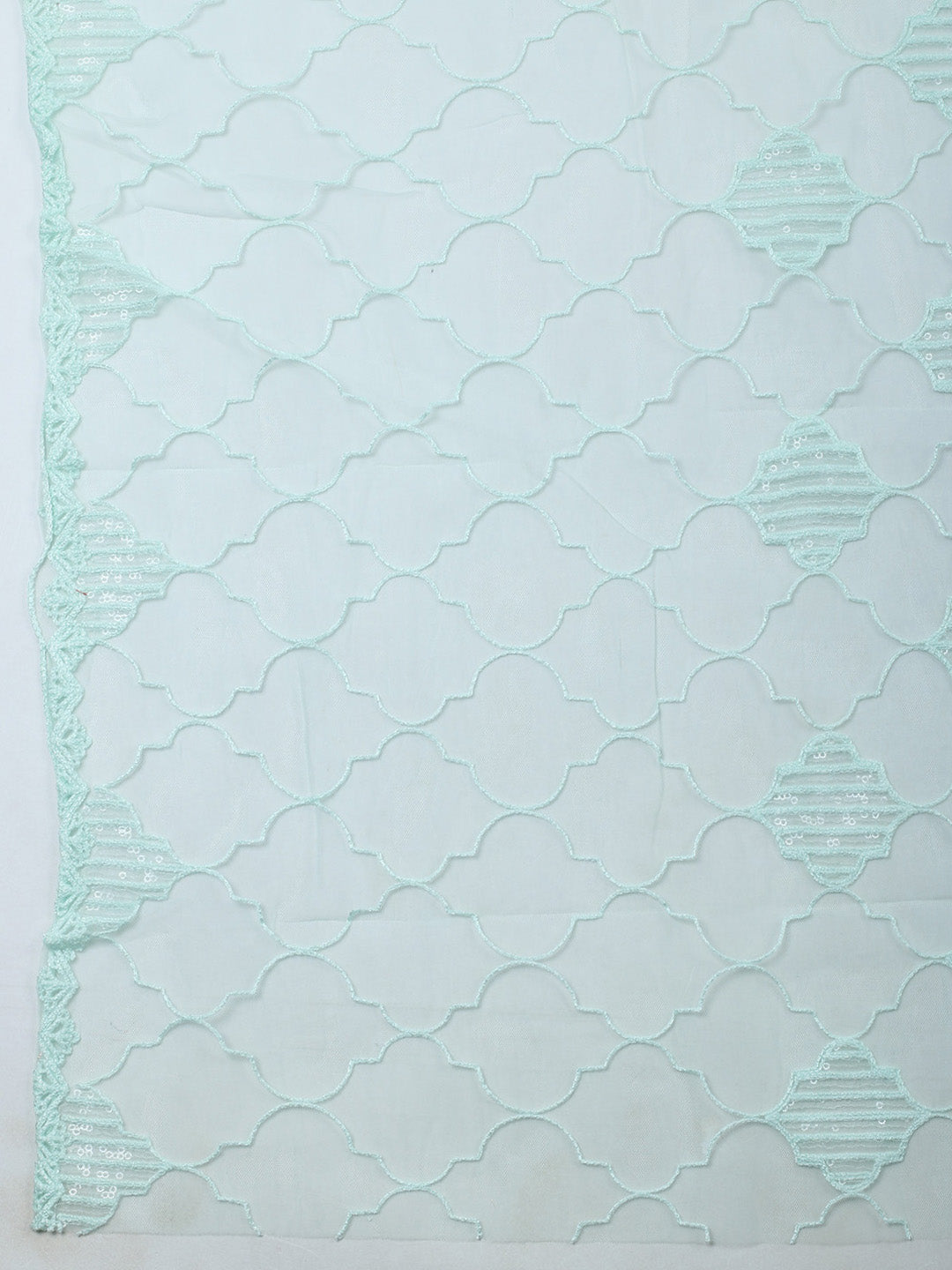 Sea Green Embroidery Chanderi Unstitched Dress Material