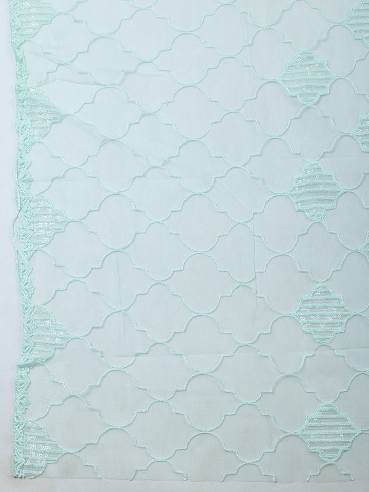 Sea Green Embroidery Chanderi Unstitched Dress Material