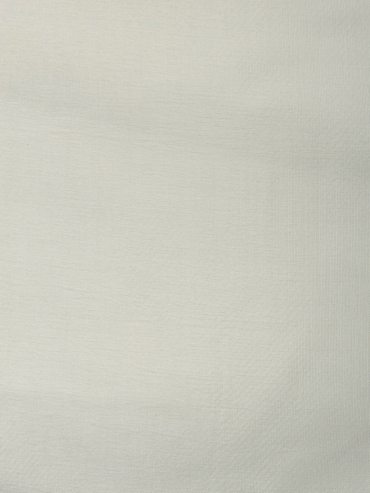 Cream Blue Printed Chanderi Unstitched Suit &amp; Pant With Chanderi Dupatta