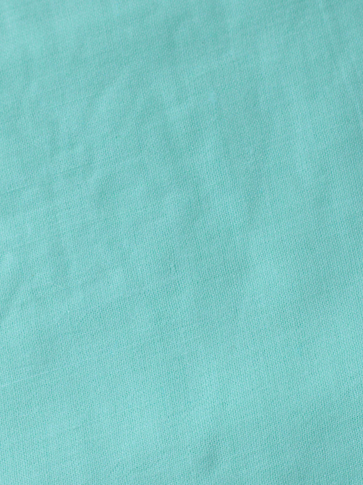 Sea Green Printed Cotton Blend Unstitched Suit &amp; Pant With Cotton Dupatta
