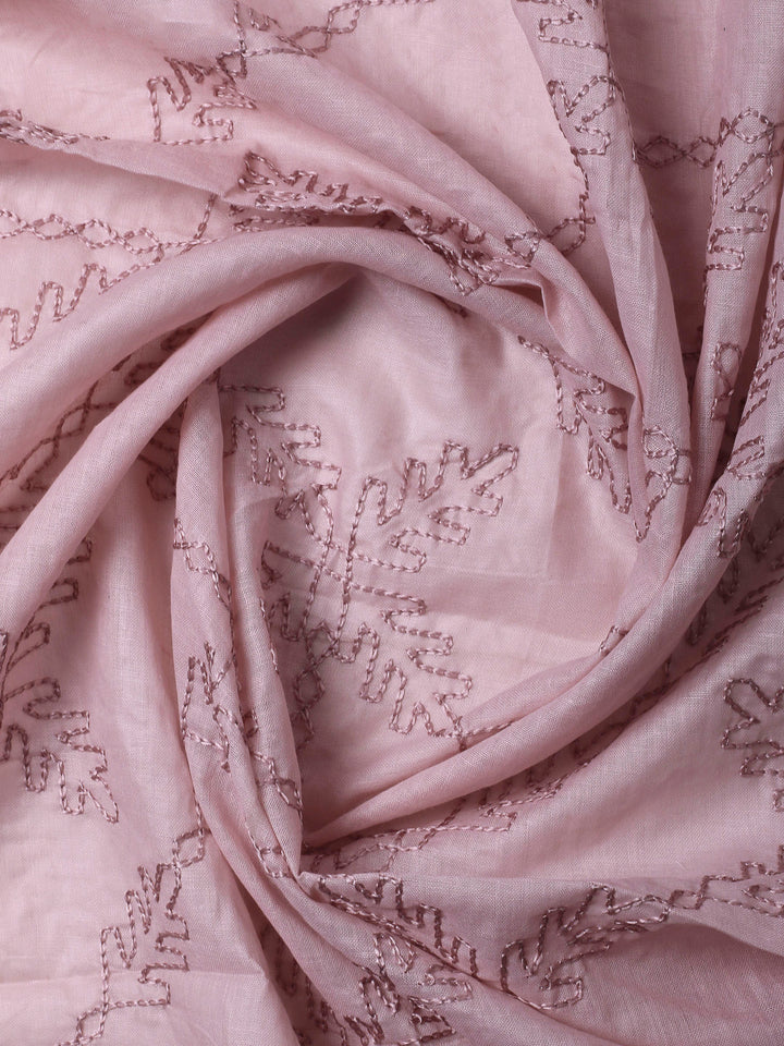 Peach Printed Cotton Blend Unstitched Dress Material