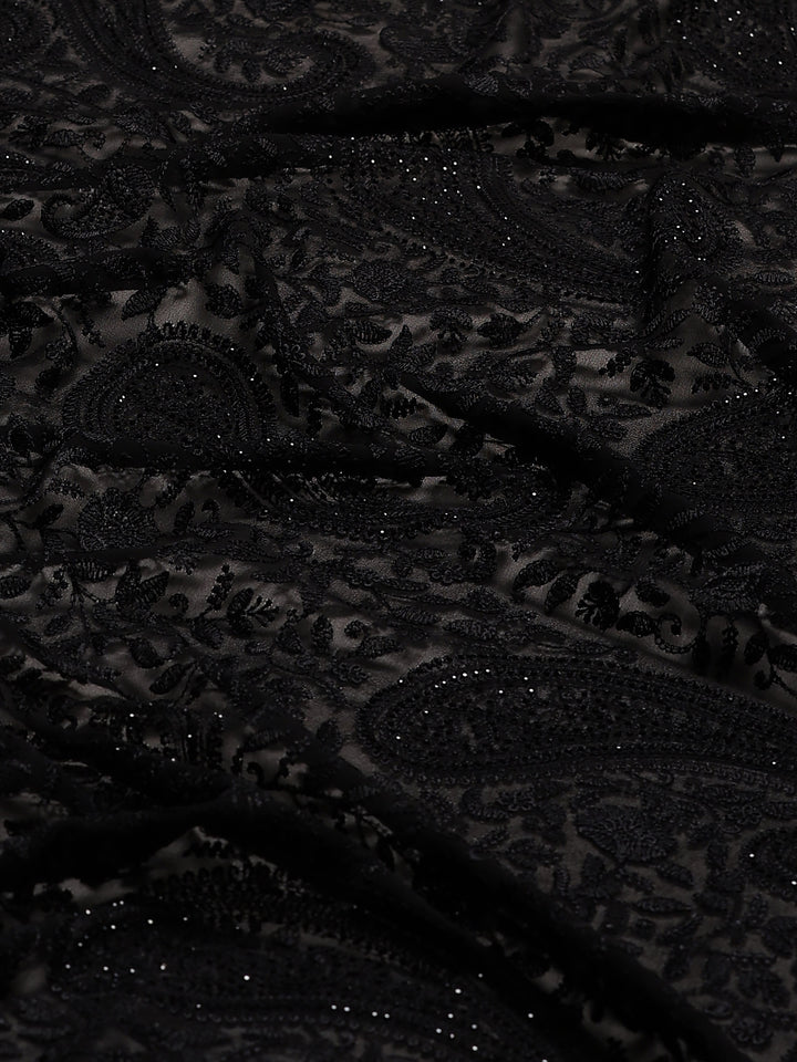 Black Embroidered Georgette Saree