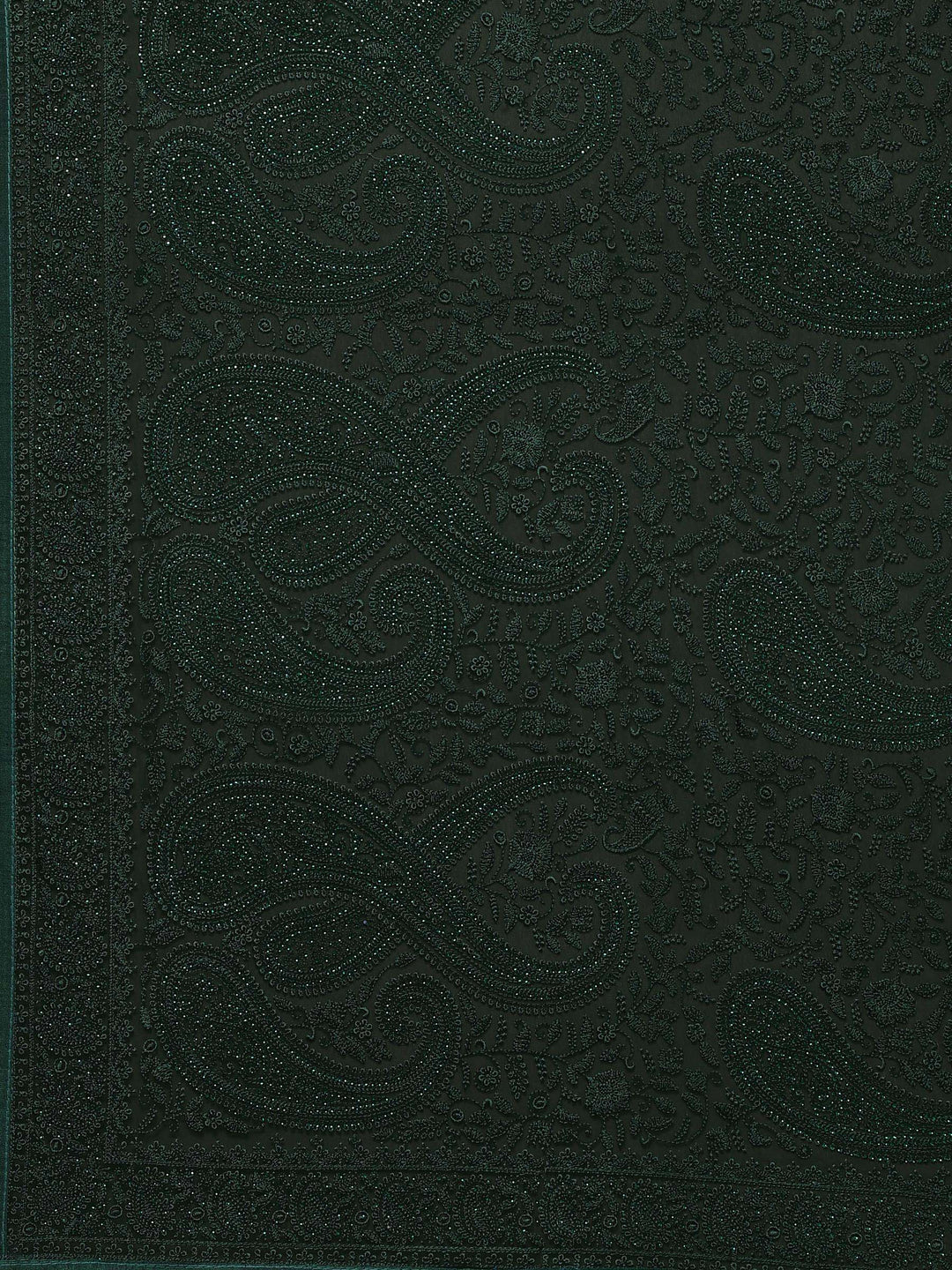 Bottle Green Embroidered Georgette Saree