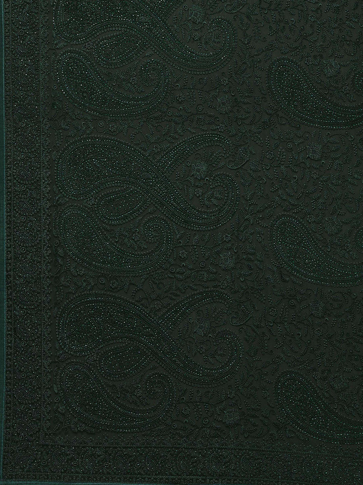 Bottle Green Embroidered Georgette Saree