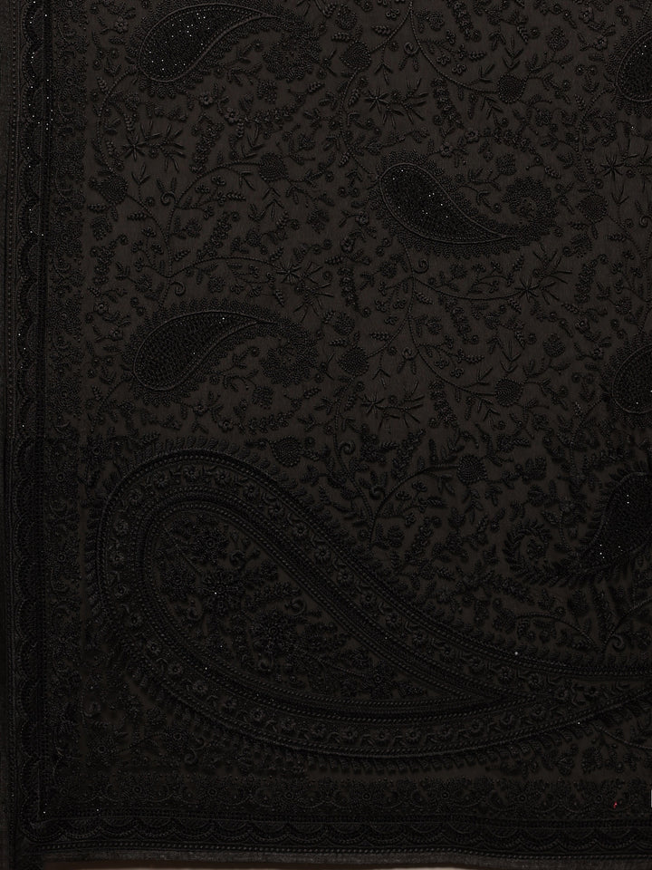 Black Embroidered Georgette Saree