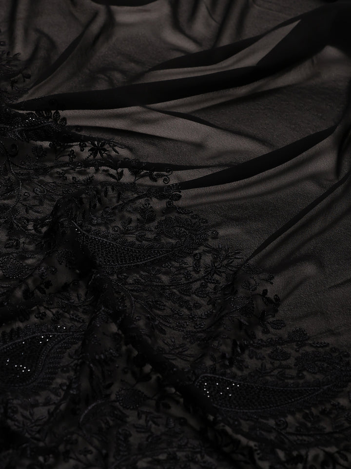 Black Embroidered Georgette Saree