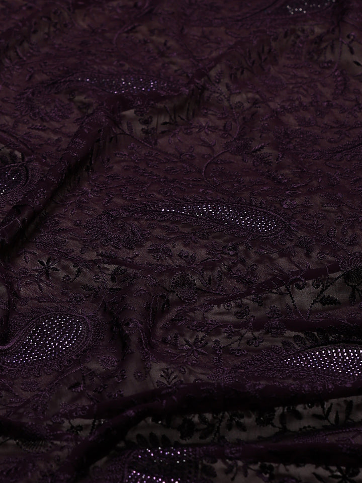 Purple Embroidered Georgette Saree