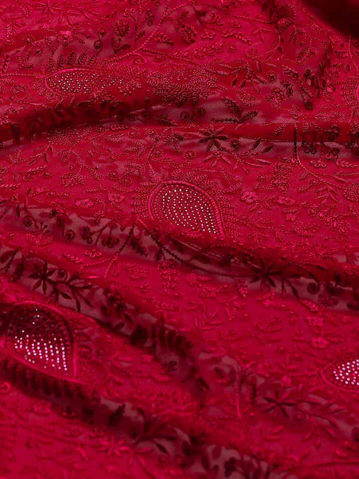 Rani Embroidered Georgette Saree
