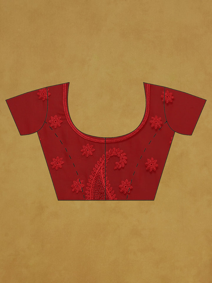 Red Embroidered Georgette Saree