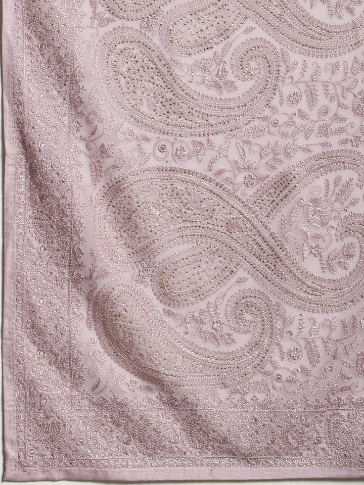 Lavender Embroidered Georgette Saree