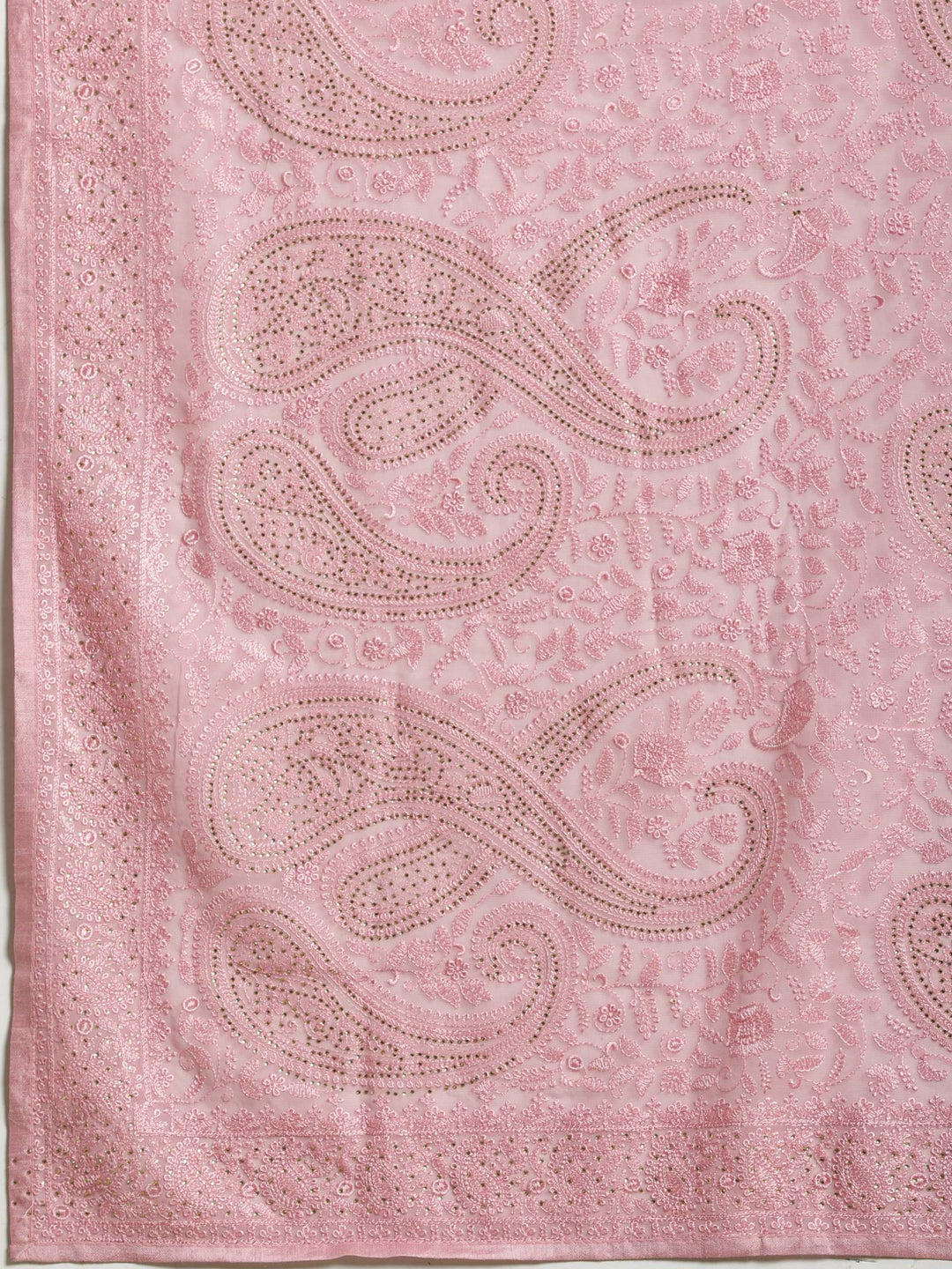 Pink Embroidered Georgette Saree