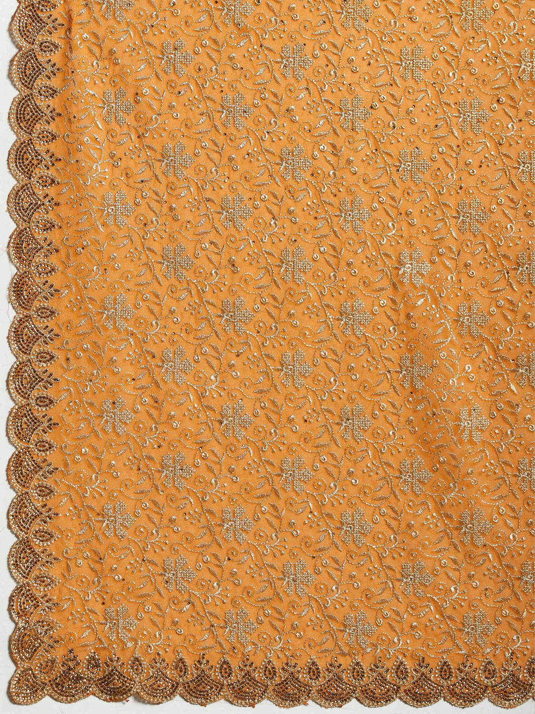 Orange Embroidered Georgette Saree